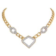 David Webb 4 Carat Diamond Stations Link Gold Necklace