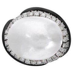 David Webb 4.00 Carat Diamond 18-22.7mm Pearl 18K YG Cocktail Ring