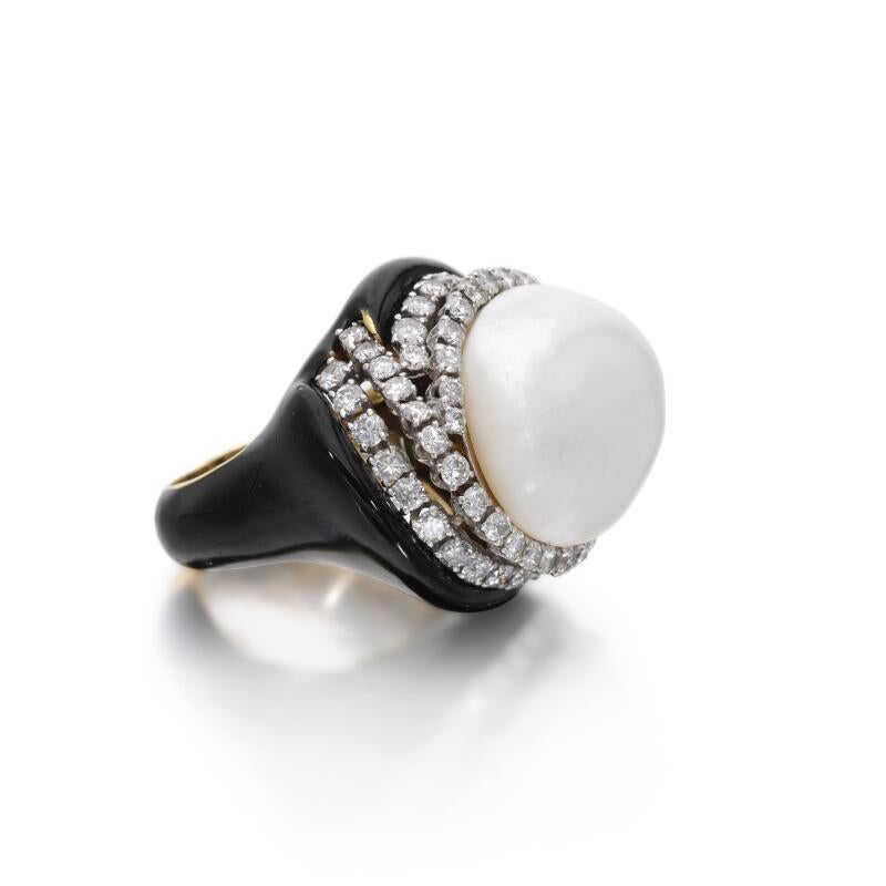 Brilliant Cut David Webb 4.00 Carat Round Brilliant H VS1 Diamond 18K YG Cocktail Ring For Sale