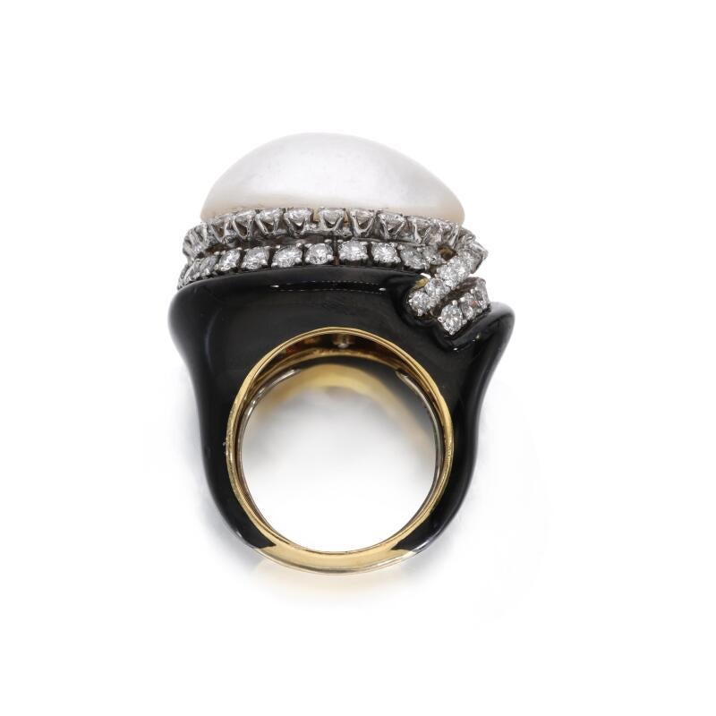 David Webb 4.00 Carat Round Brilliant H VS1 Diamond 18K YG Cocktail Ring In Good Condition For Sale In New York, NY
