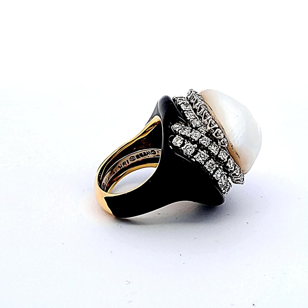 Women's or Men's David Webb 4.00 Carat Round Brilliant H VS1 Diamond 18K YG Cocktail Ring For Sale
