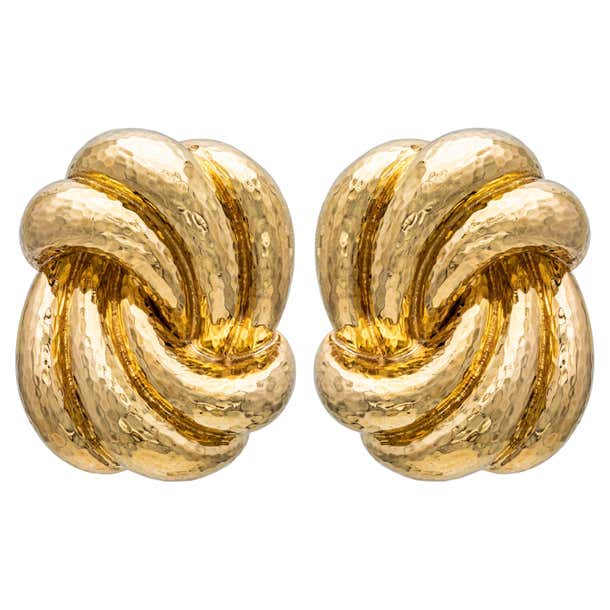 David Webb 41.78 Grams 18K Yellow Gold Large Hammered Knots Gold Clip ...