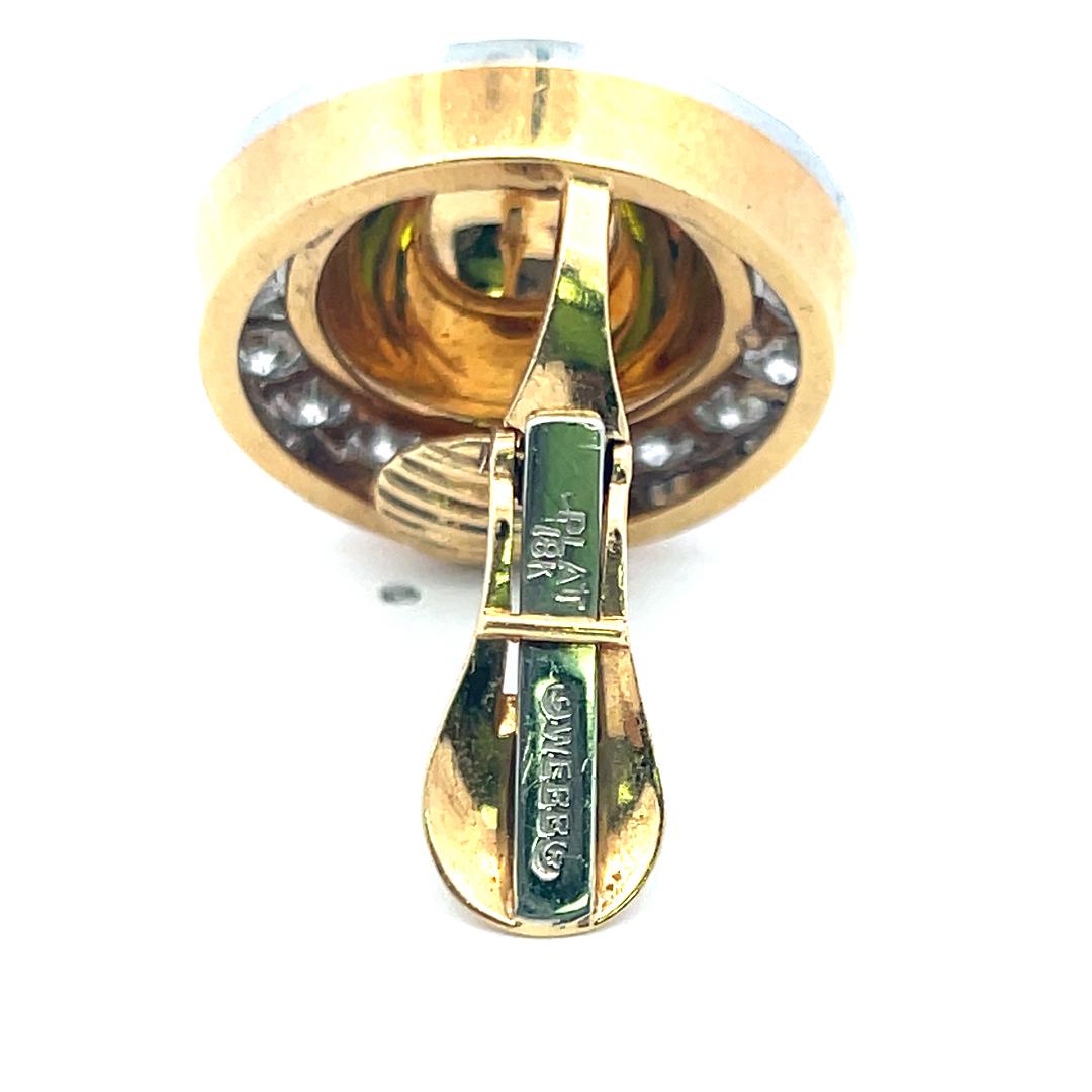 David Webb 4,32ct Diamante aureolato in oro giallo 18K Orecchini rotondi a clip in vendita 3