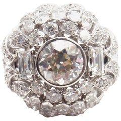 Vintage David Webb 5 Carat Diamond Large Platinum Bombe Ring