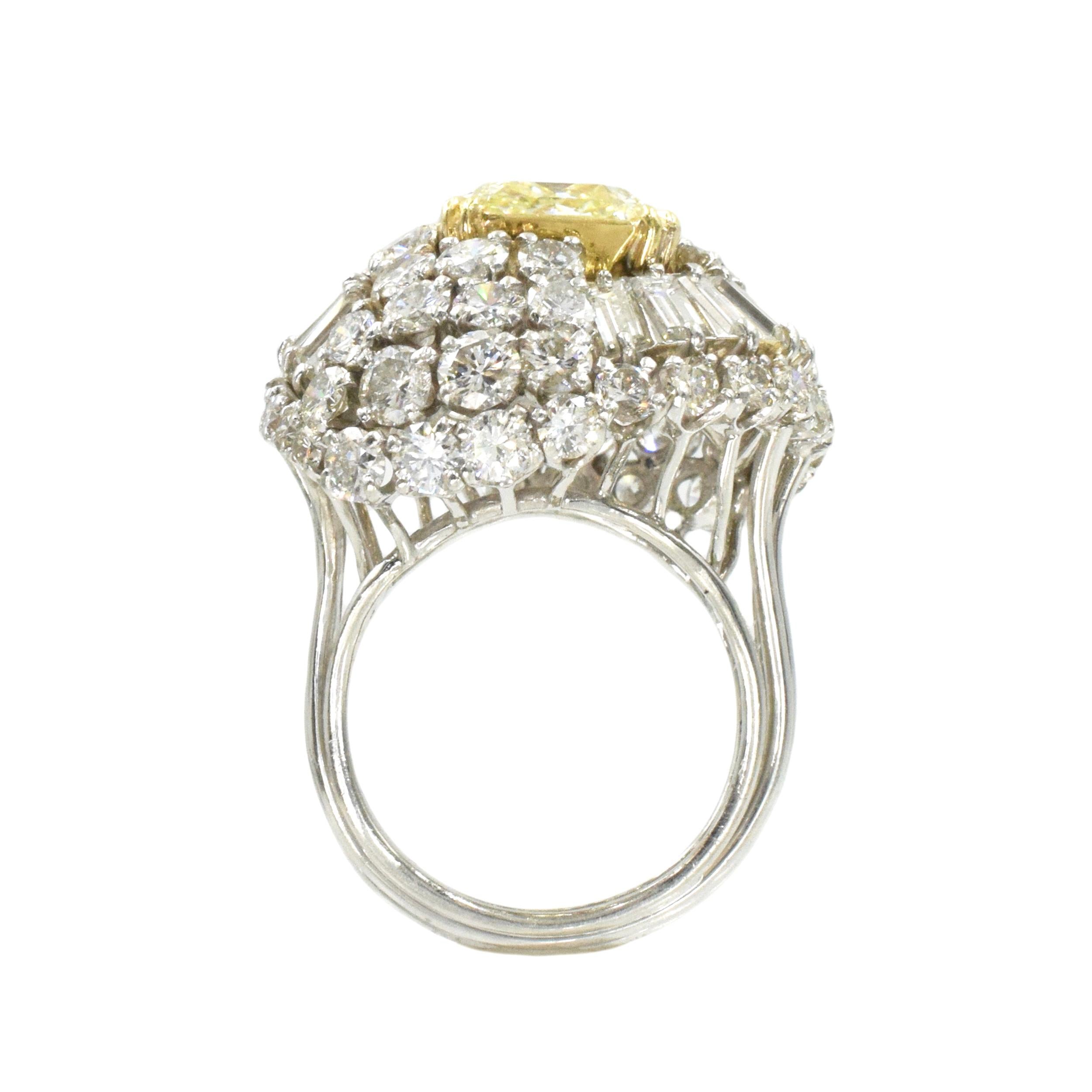 Square Cut David Webb 5.02 Carat Fancy Yellow Diamond Ring G.I.A.