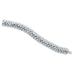 David Webb Bracelet flexible à 5 rangées de diamants ronds de 52,00 carats en platine