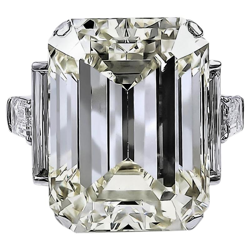 David Webb 52.55 Carat Emerald-Cut Diamond Gold Platinum Engagement Ring For Sale