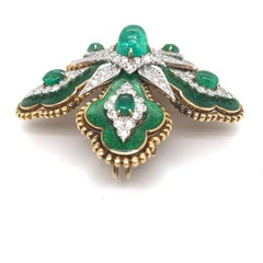 David Webb 5.85 Carat Emerald Floral Brooch GIA Certified