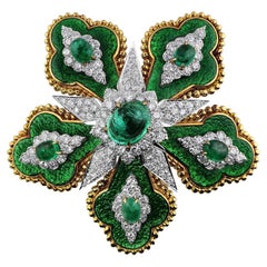 David Webb Broche à fleurs en émeraude de 5,85 carats certifiée GIA