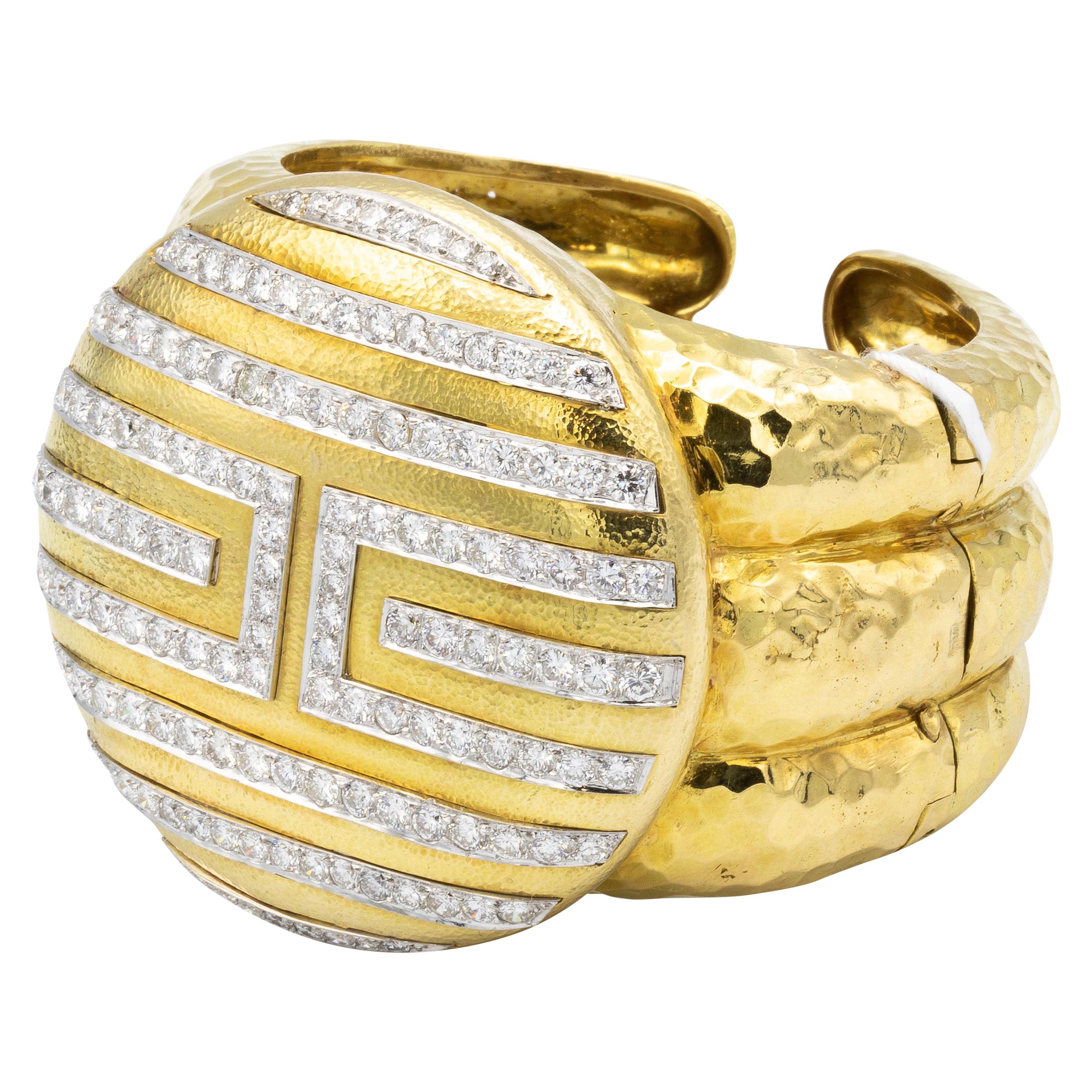 David Webb 5.85 Carat Diamond Bracelet 18 Karat Yellow Gold