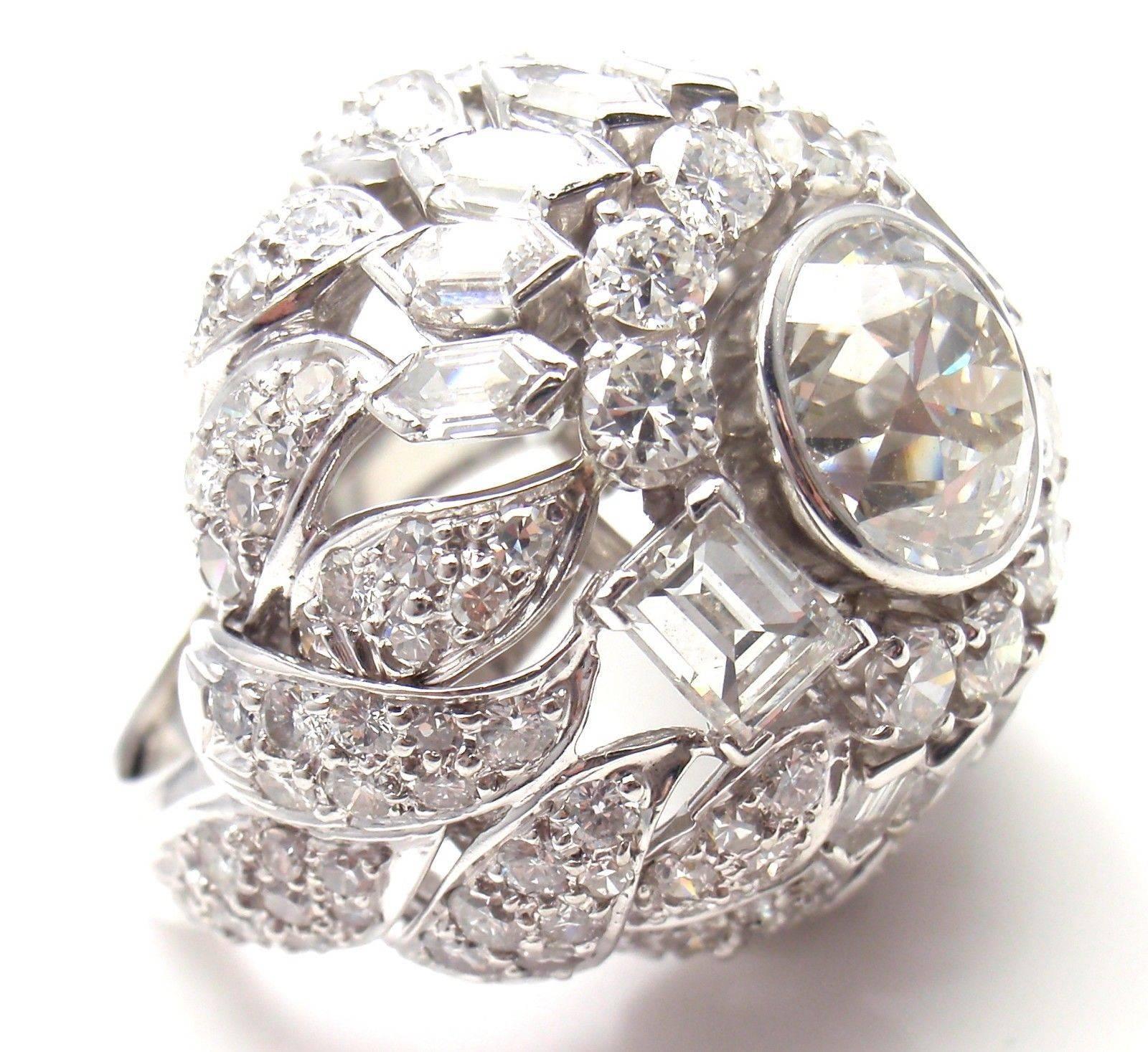 Women's or Men's David Webb 5 Carat Diamond Large Platinum Bombe Ring