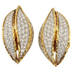 David Webb 9 Carat Diamond Drop Earrings in 18K Yellow Gold and Platinum