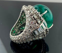 David Webb AGI Certified 41.69 Carat Emerald Ring in Plat with 17.93 Ct Diamonds