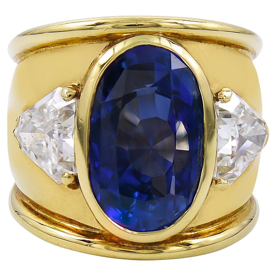 David Webb AGL Certified 17.65 Carat Ceylon Sapphire Diamond Ring For Sale