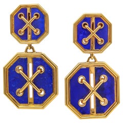 DAVID WEBB Aldo Cipullo Design Dangle Earrings In 18Kt Gold With Lapis Lazuli