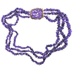 David Webb Amethyst Diamond Gold Platinum Necklace