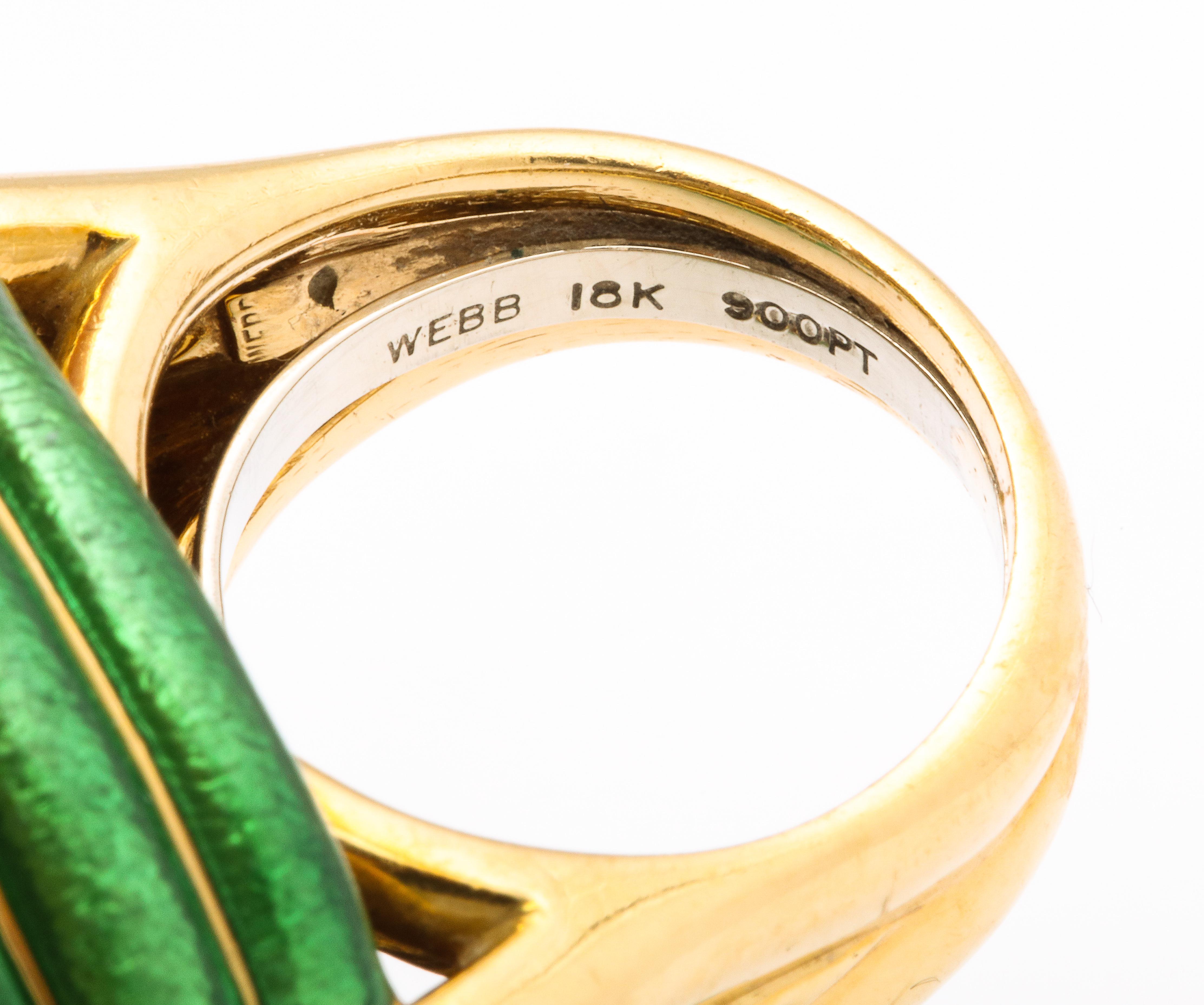 David Webb Amethyst Green Enamel Diamond Ring For Sale 6