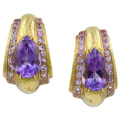 David Webb Ohrclips mit Amethyst und rosa Saphiren