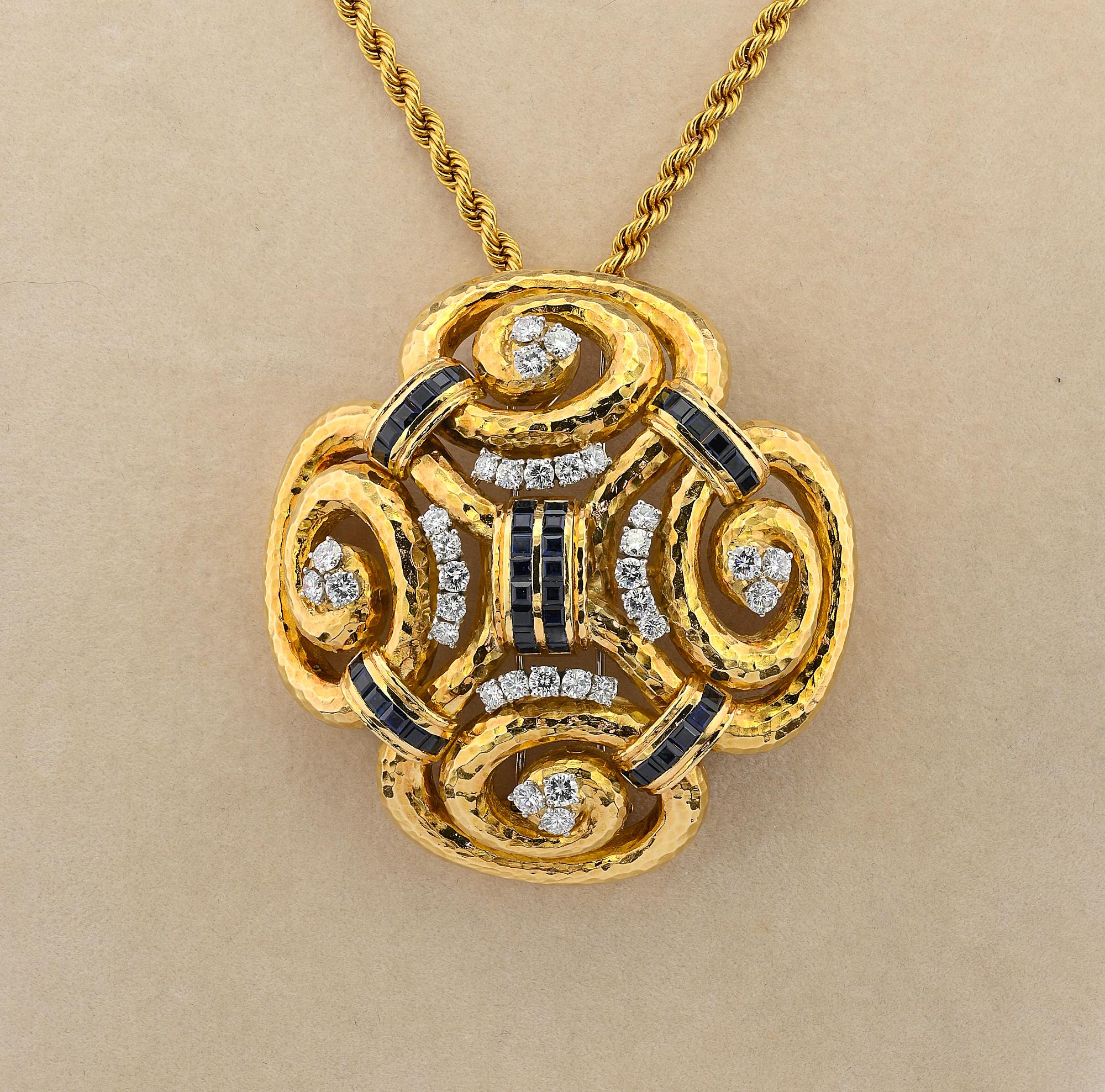 Iconic brooch pendant by David Webb creation from the Ancient World collection taking inspiration from ancient culture re-imagined in contemporary vision in David Webb’s hands
Timeless luxury design, artistry hand made by his genius talent for one