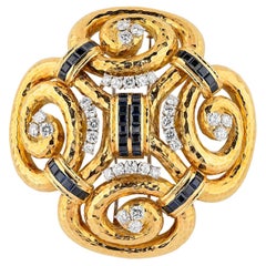 David Webb Ancient World Sapphire Diamond Brooch Pendant