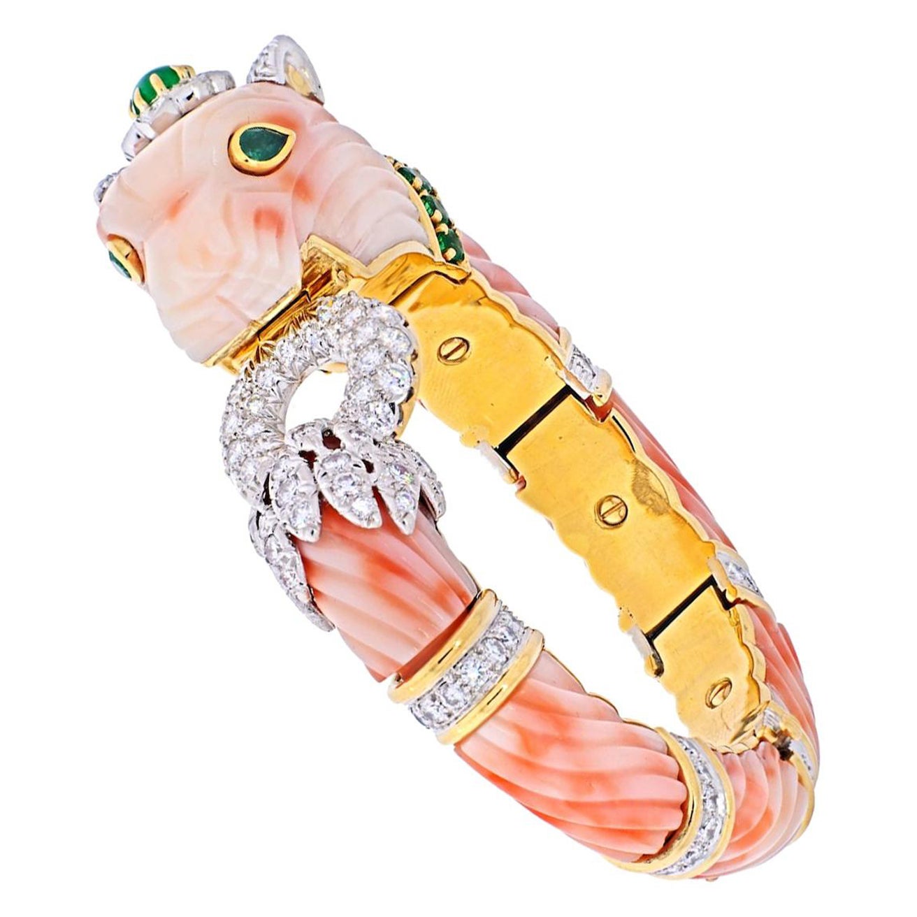 David Webb Pulsera de Coral Quimeral y Diamantes Piel de Ángel