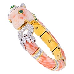 David Webb Angel Skin Coral Chimeral & Diamond Bracelet