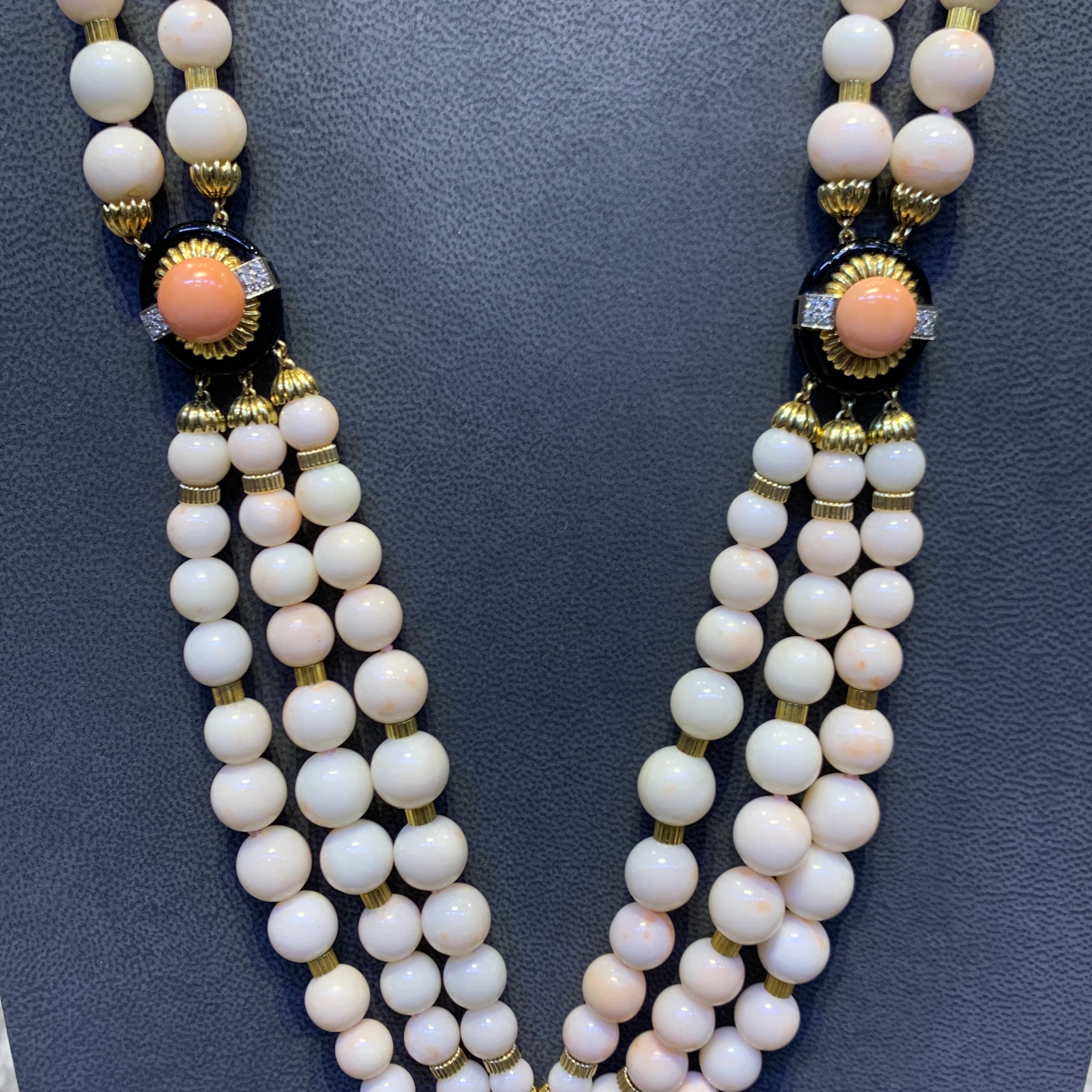 David Webb Angel Skin Coral Tassel Bead Necklace For Sale 8