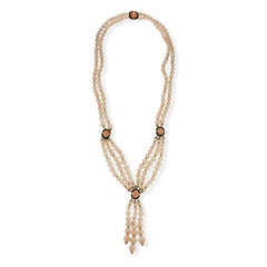 David Webb Angel Skin Coral Tassel Bead Necklace