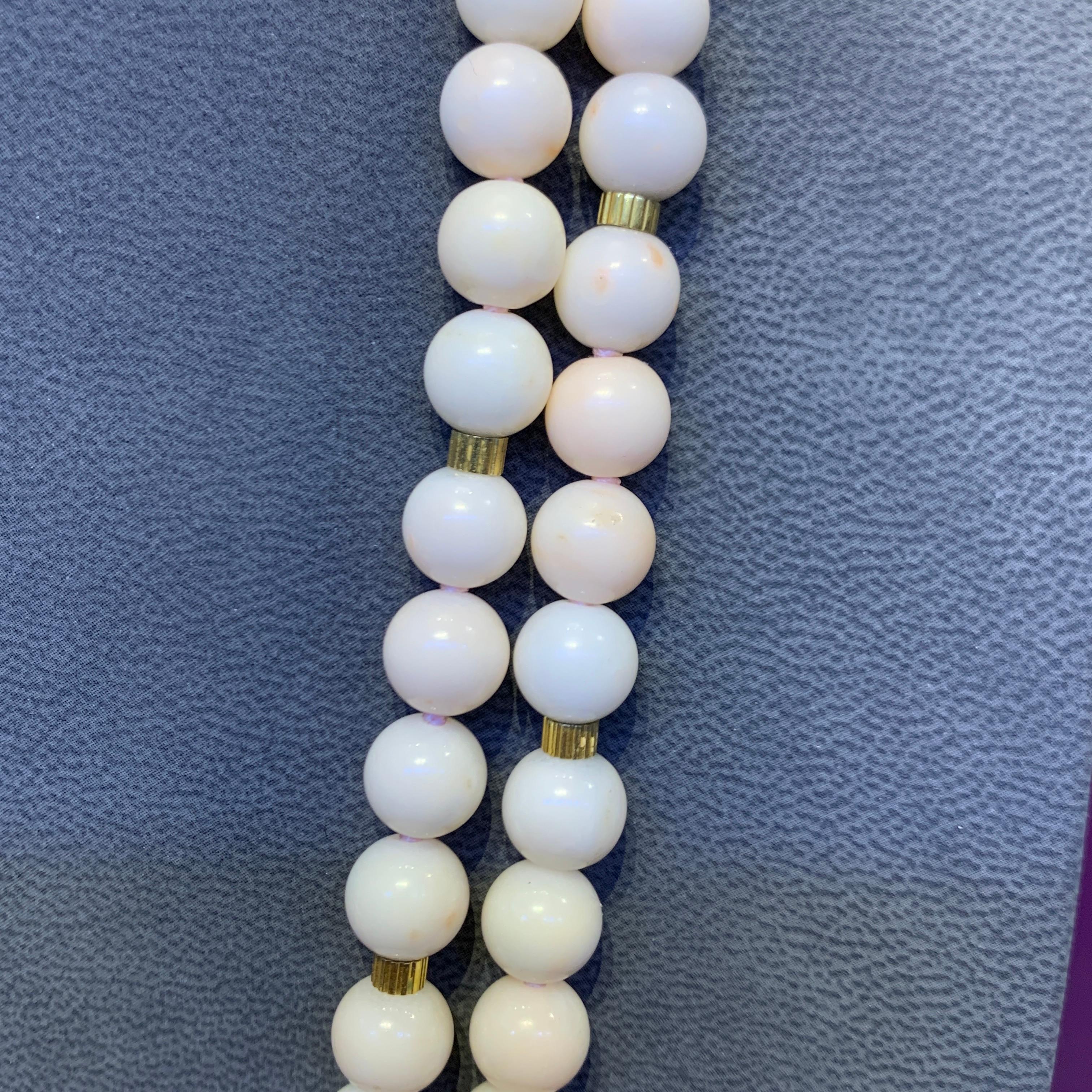 David Webb Angel Skin Coral Tassel Bead Necklace For Sale 5