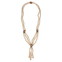 David Webb Angel Skin Coral Tassel Bead Necklace