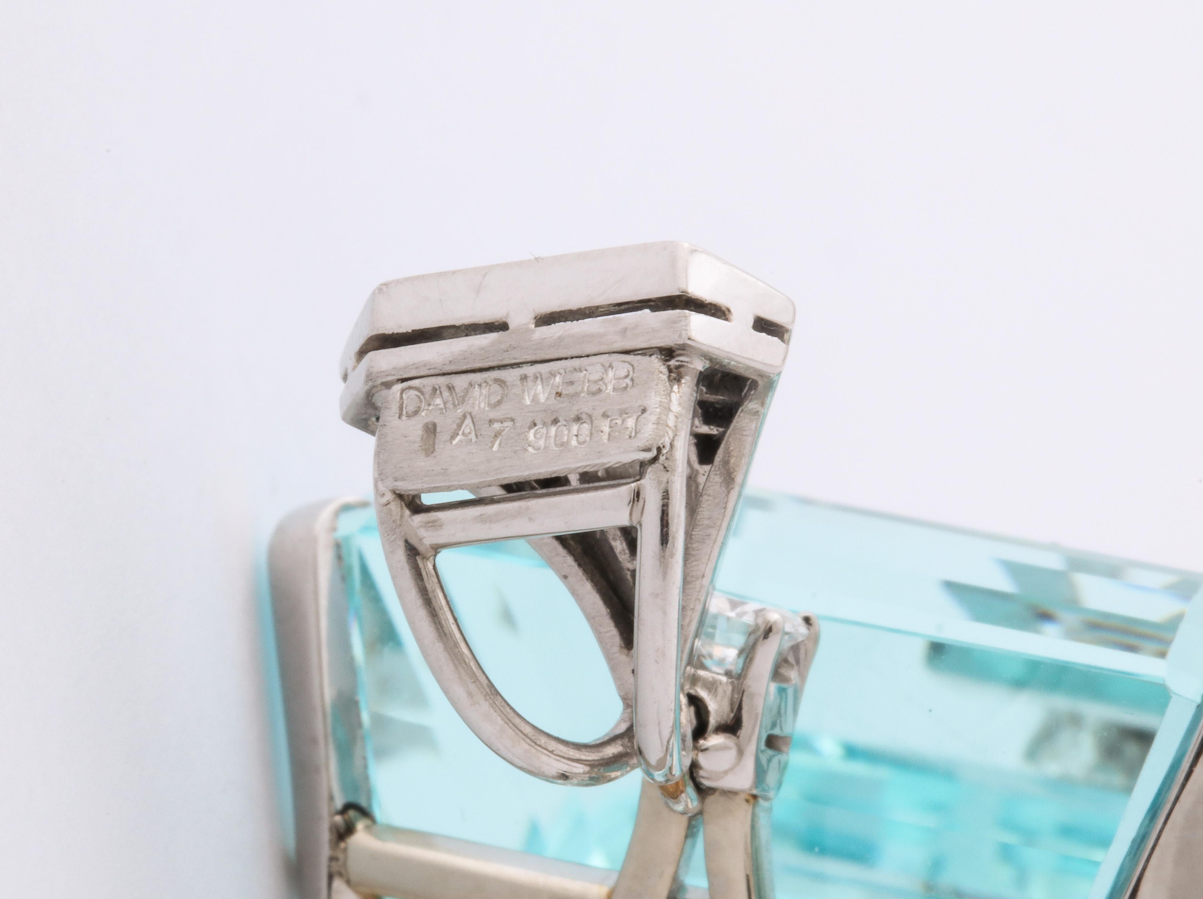 Women's or Men's David Webb 250 Carat Aquamarine Diamond Platinum Pendant