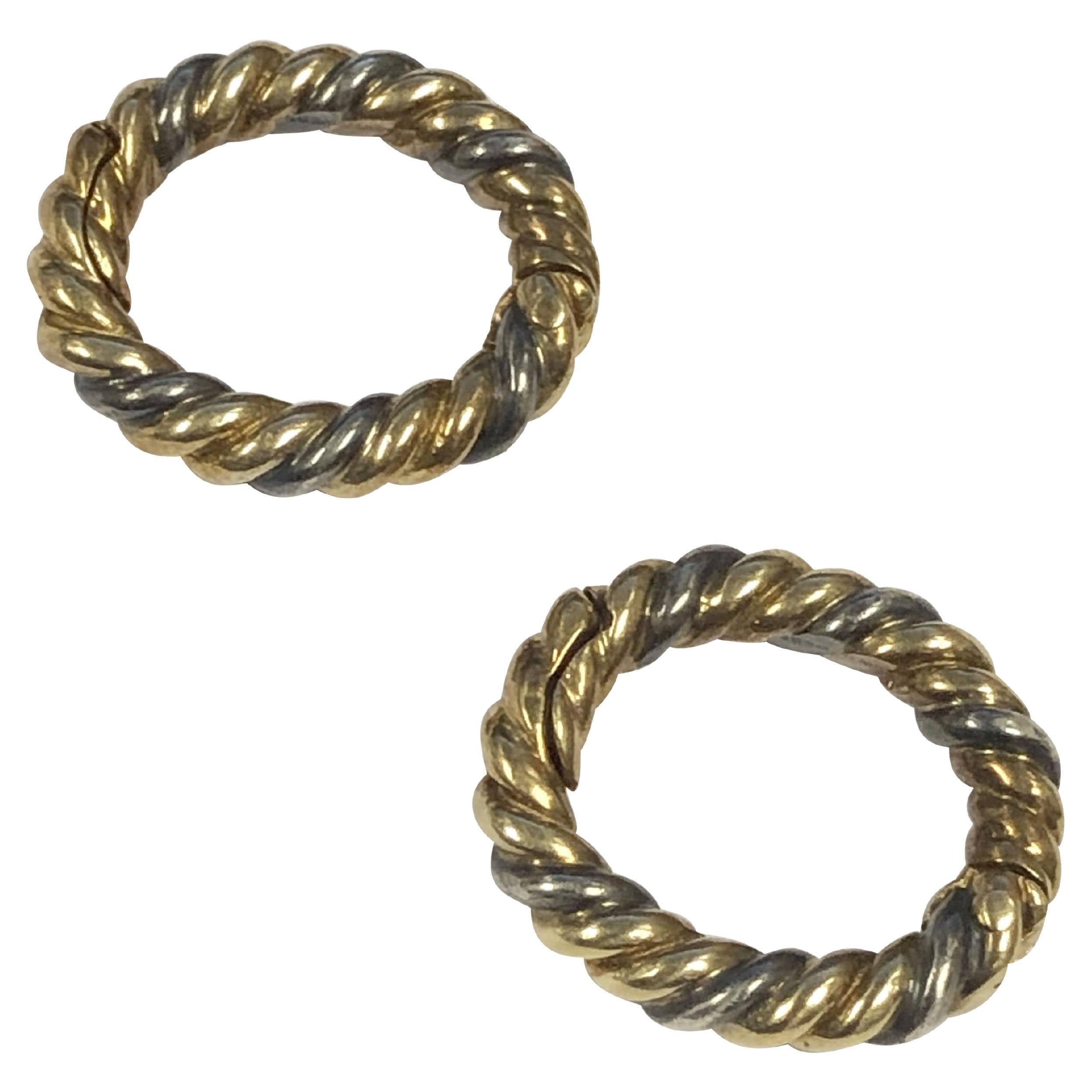 Gemelli da polso in oro e argento David Webb Around the Cuff in vendita