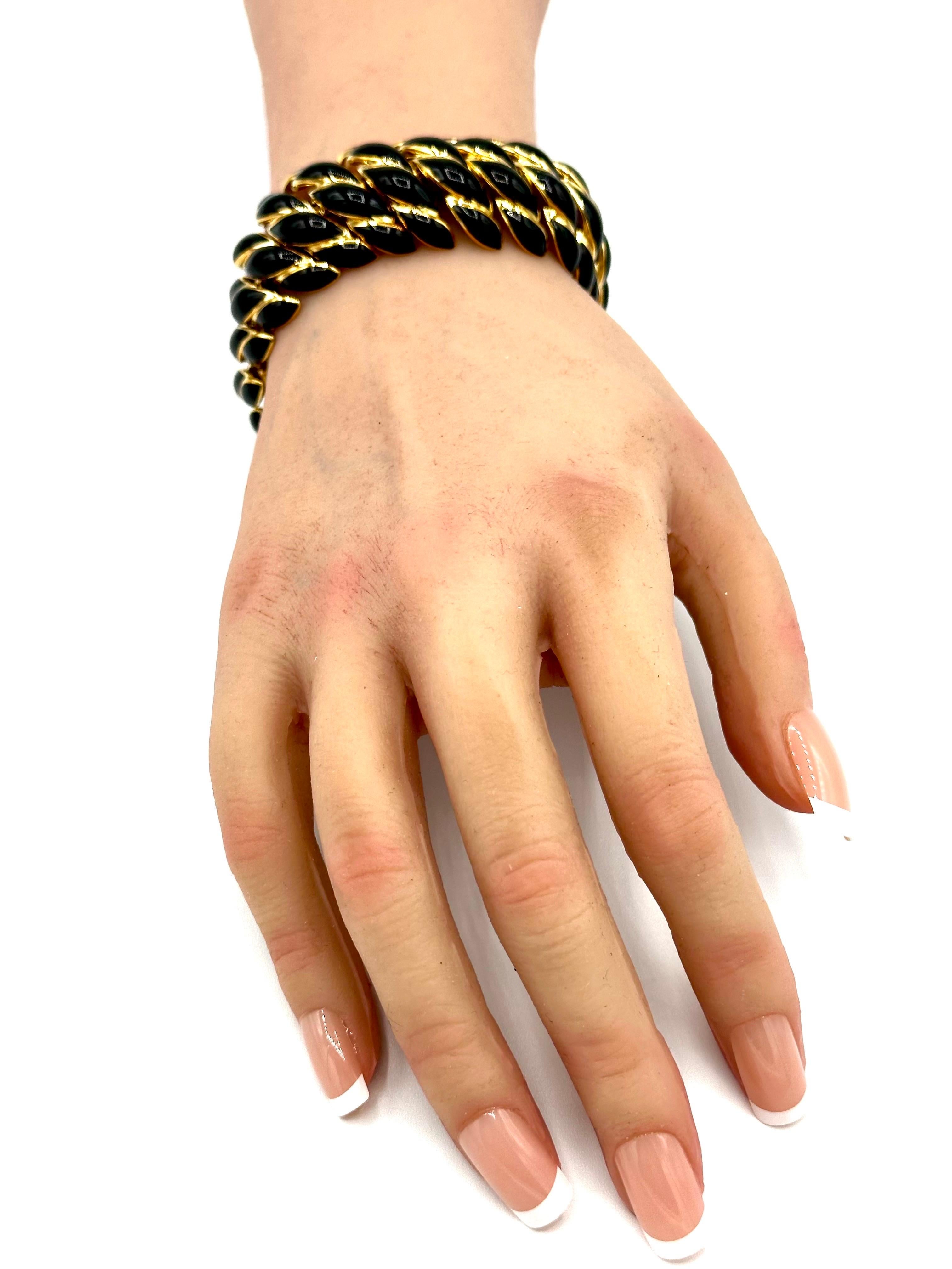 Bracelet en émail noir et or jaune 18K de David Webb Excellent état - En vente à Chevy Chase, MD