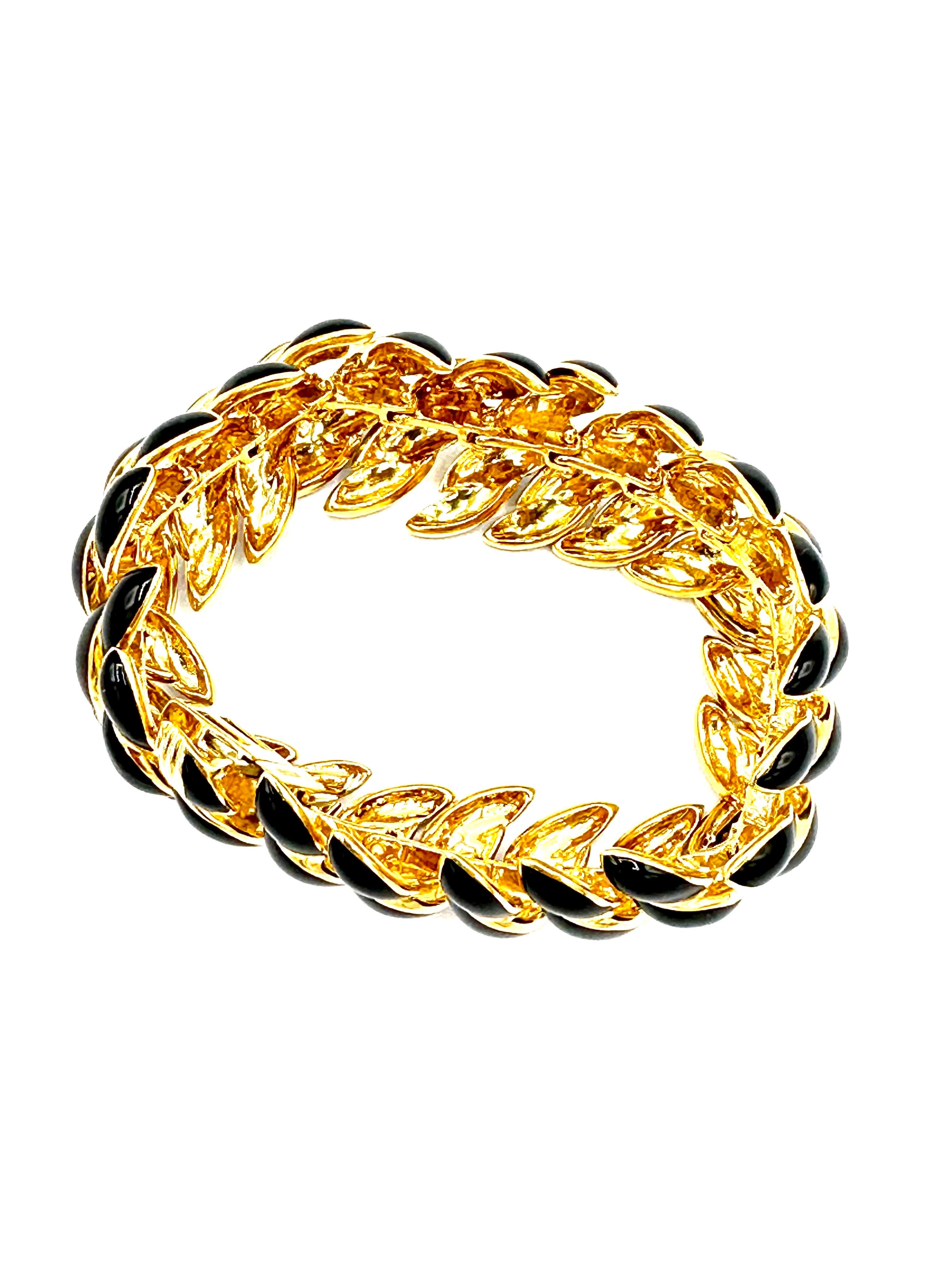 Bracelet en émail noir et or jaune 18K de David Webb Unisexe en vente