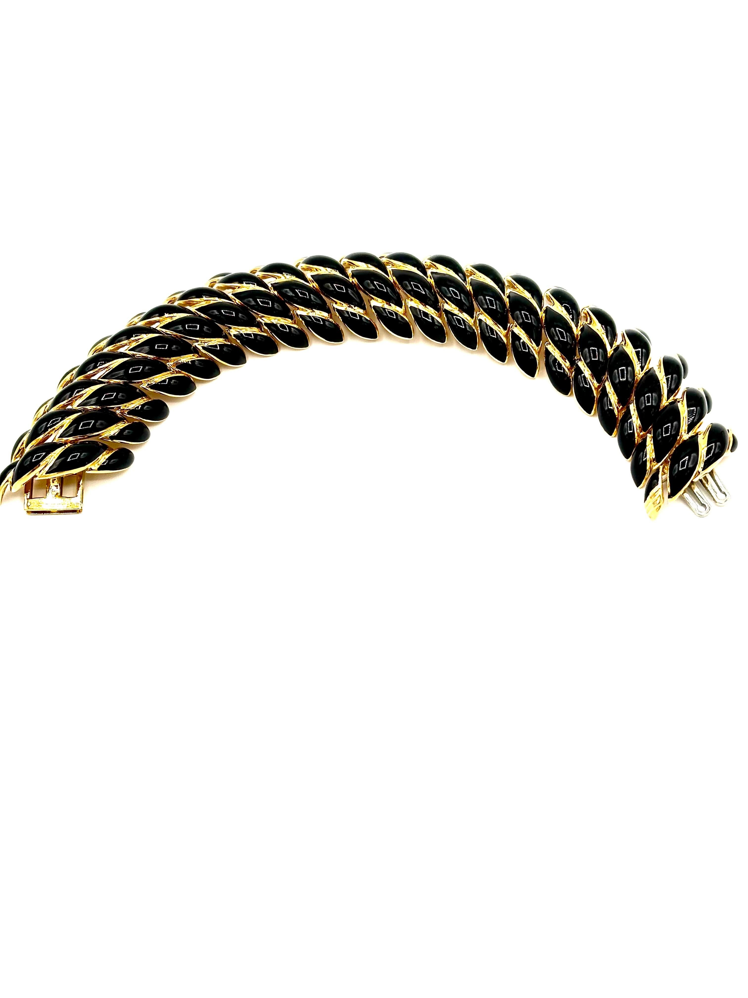 Bracelet en émail noir et or jaune 18K de David Webb en vente 2