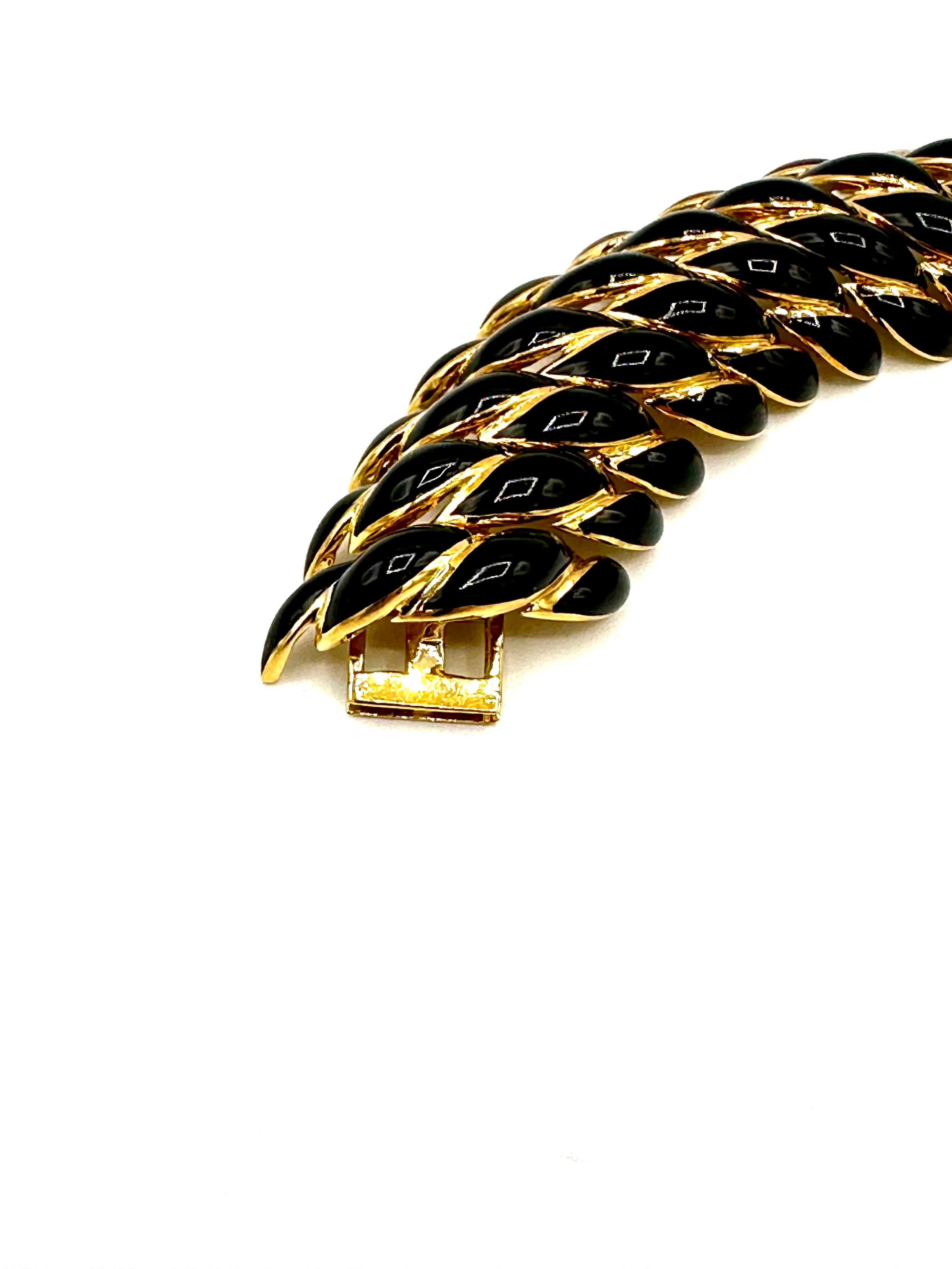 Bracelet en émail noir et or jaune 18K de David Webb en vente 4