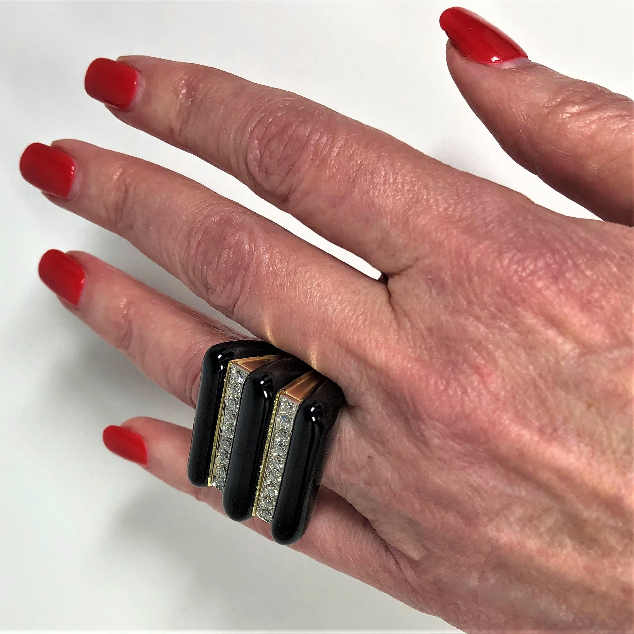 Radiator-Ring aus schwarzer Emaille und Diamanten von David Webb im Angebot 5