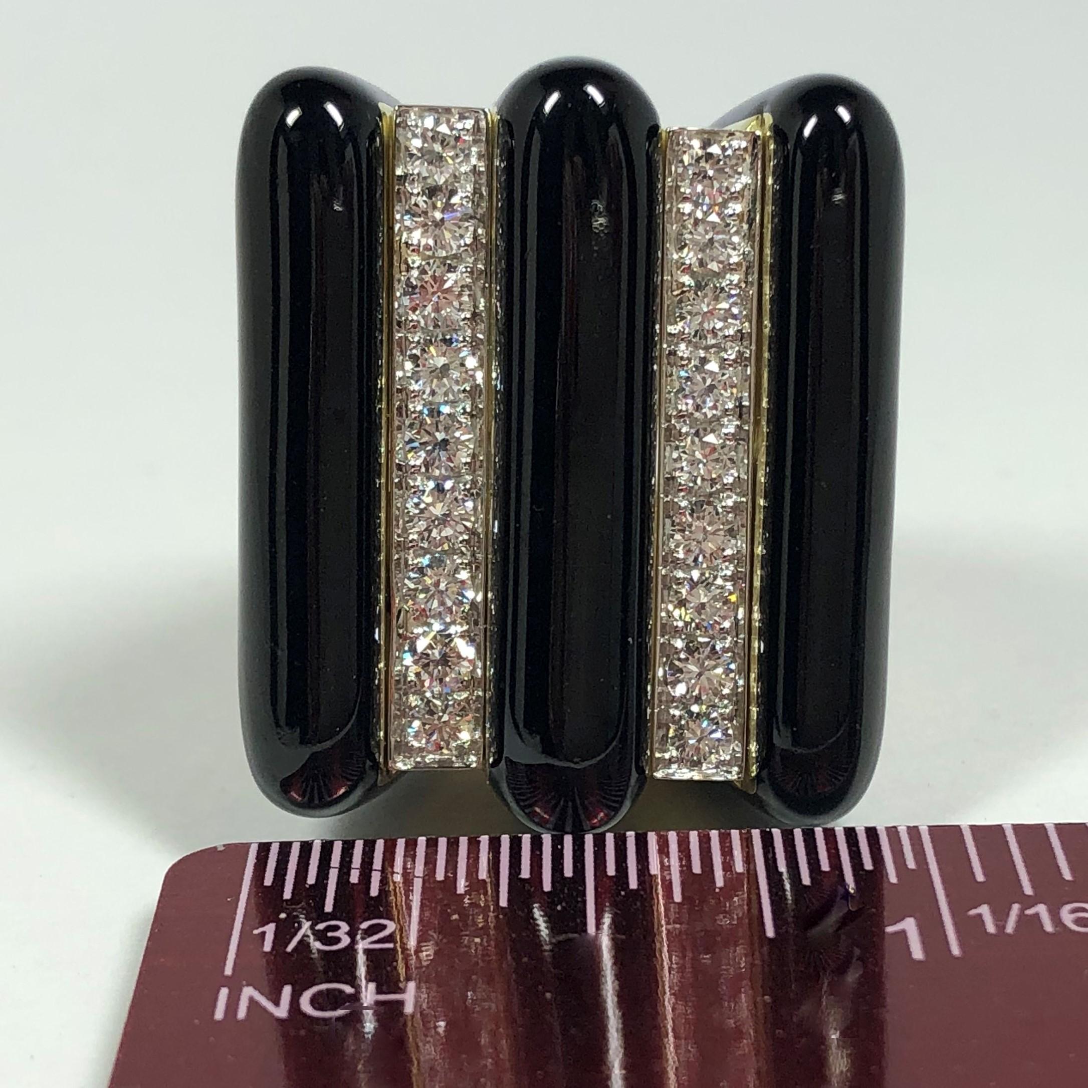 Radiator-Ring aus schwarzer Emaille und Diamanten von David Webb im Angebot 3