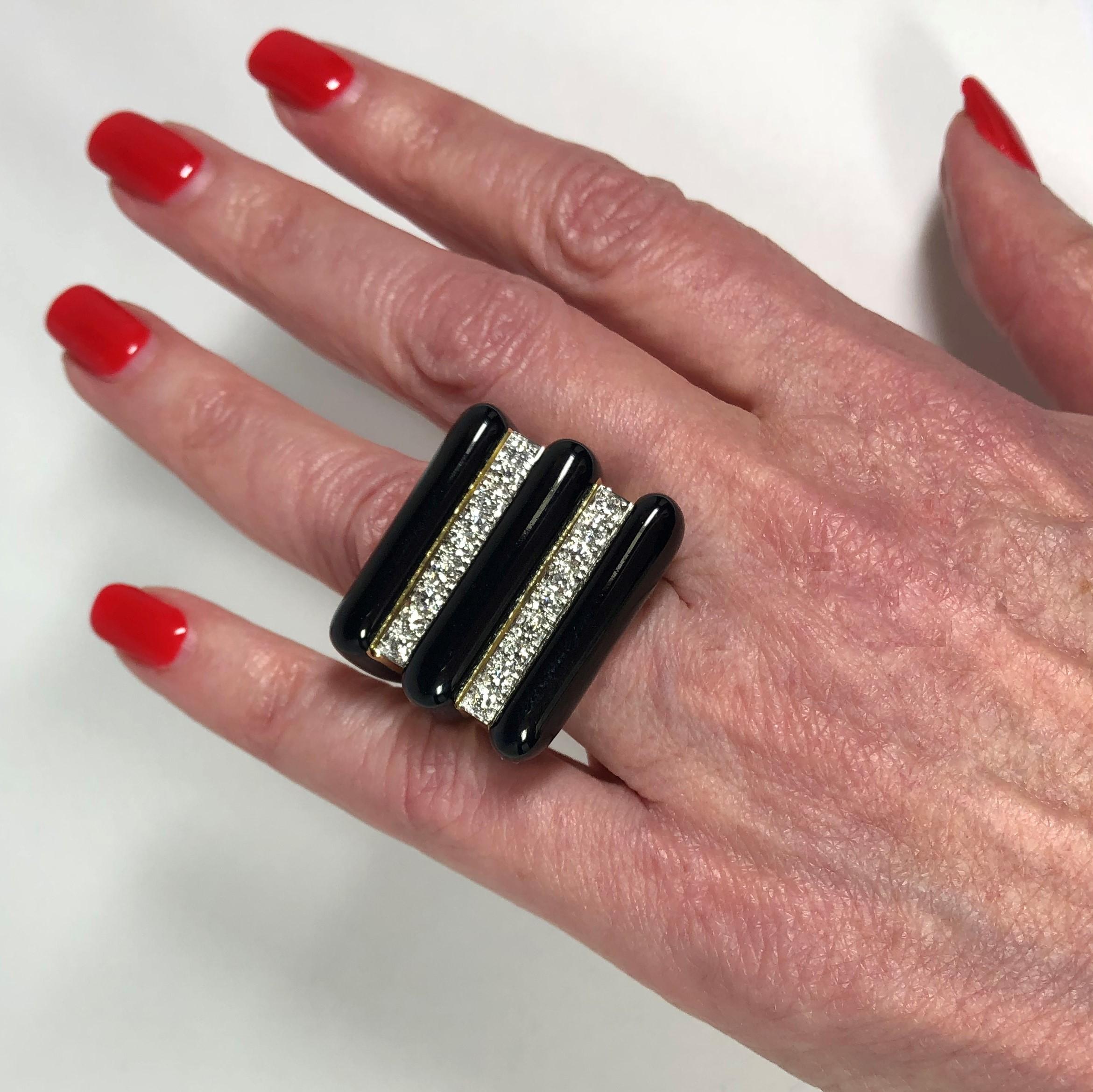 Radiator-Ring aus schwarzer Emaille und Diamanten von David Webb im Angebot 4