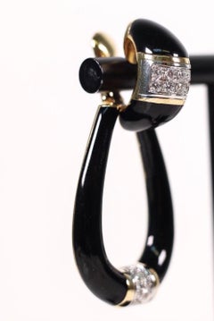 David Webb Black Enamel Diamond Detachable Earrings