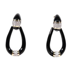 David Webb Schwarzer Emaille-Diamant Abnehmbare Ohrringe