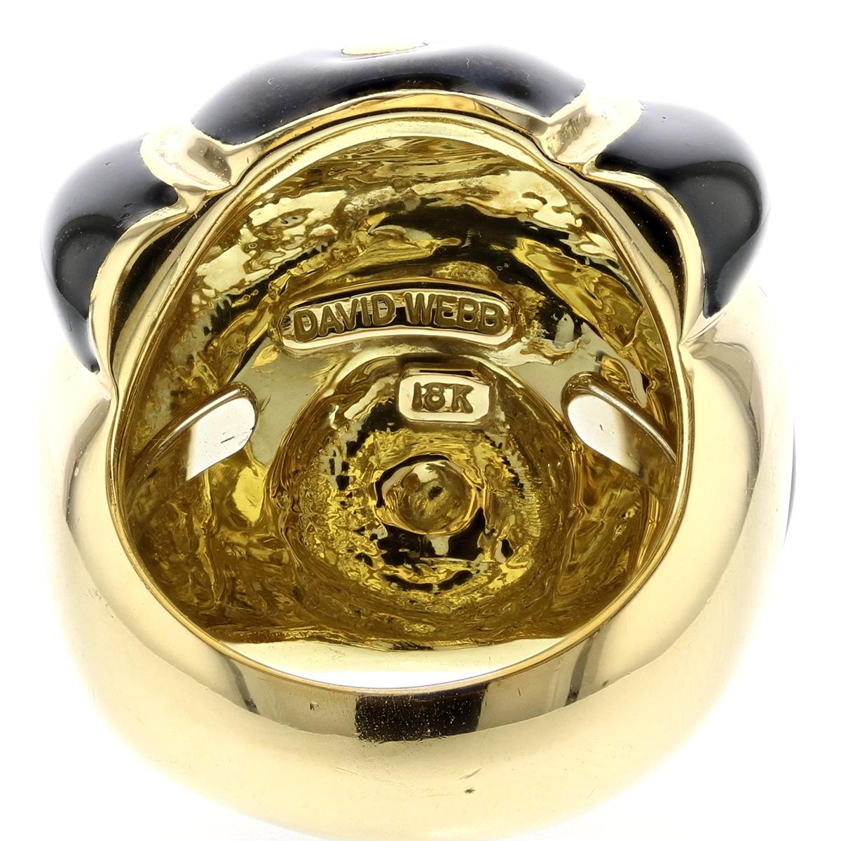 David Webb 18K Gold Black Enamel Ring 1