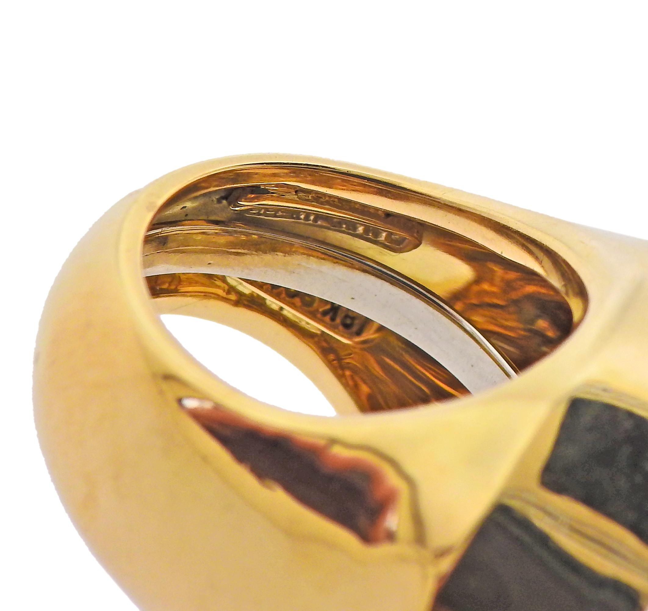 David Webb Black White Enamel Diamond Gold Platinum Ring In Excellent Condition For Sale In Lambertville, NJ