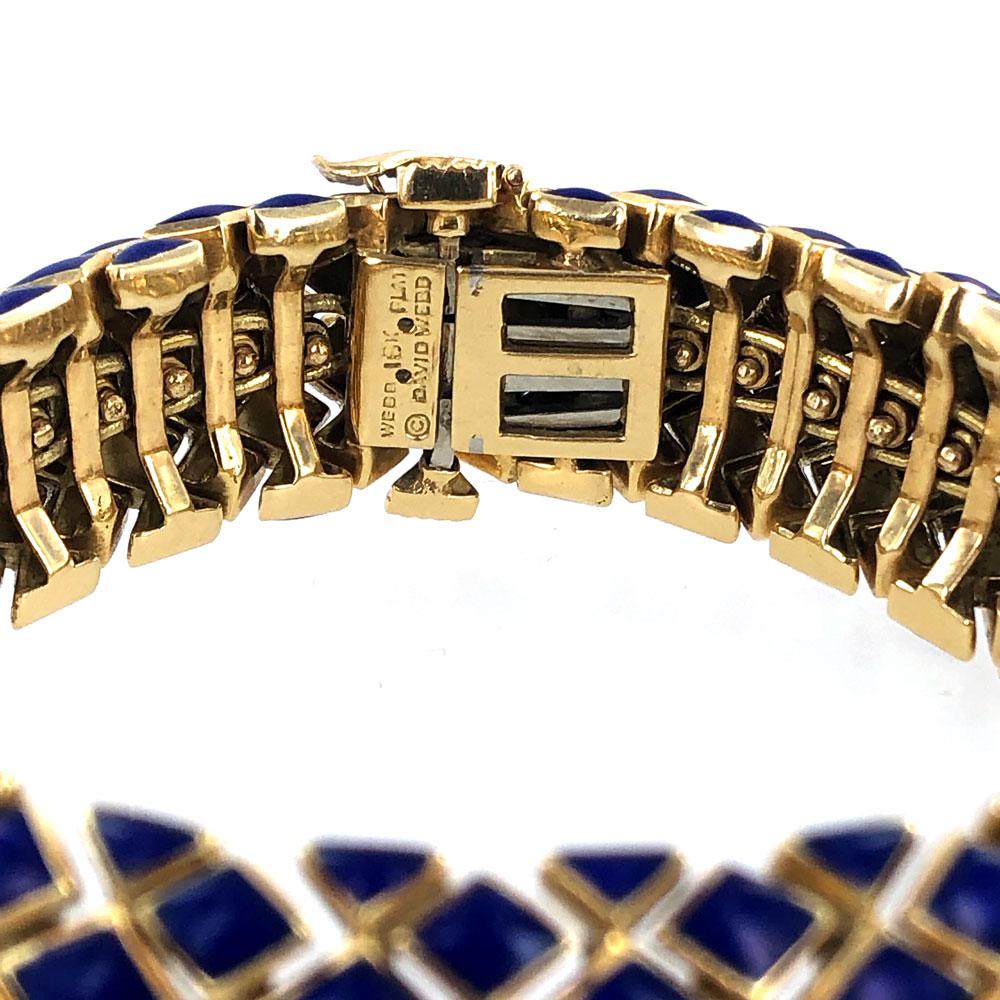 David Webb Blue Enamel 18 Karat Yellow Gold Flexible Bracelet In Excellent Condition In Boca Raton, FL