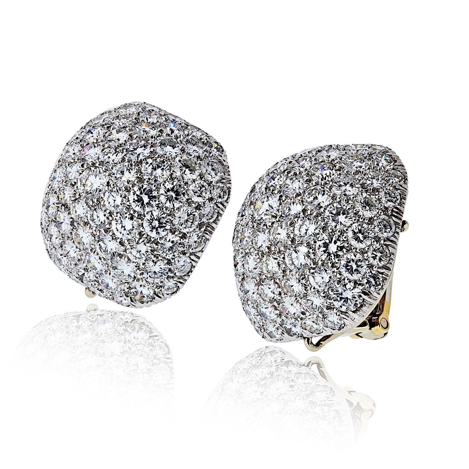 Taille ronde Boucles d'oreilles à pince David Webb Bombe avec diamants sertis en pavé en vente