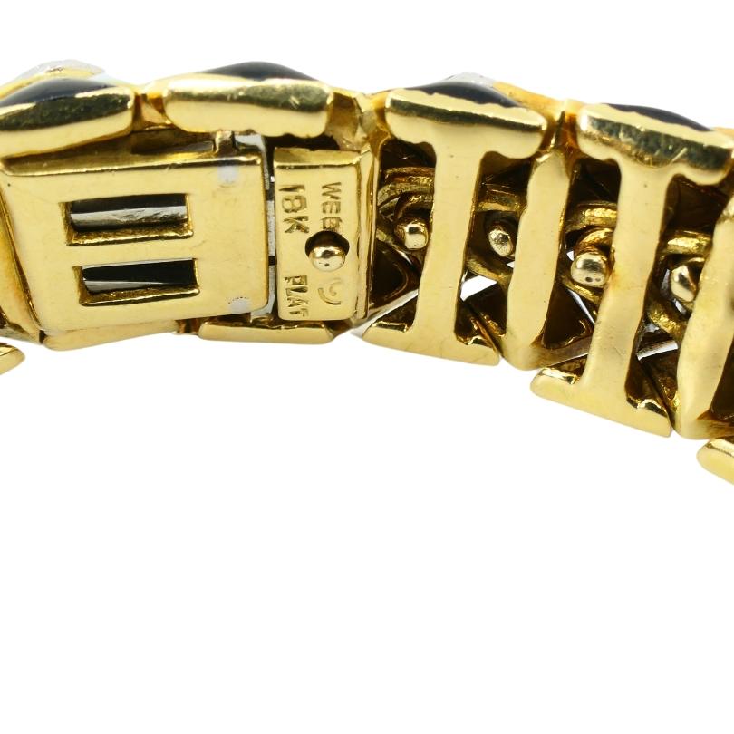 David Webb Pulsera Arlequín Oro 18k Platino Esmalte Diamante en Excelente estado para la venta en Beverly Hills, CA