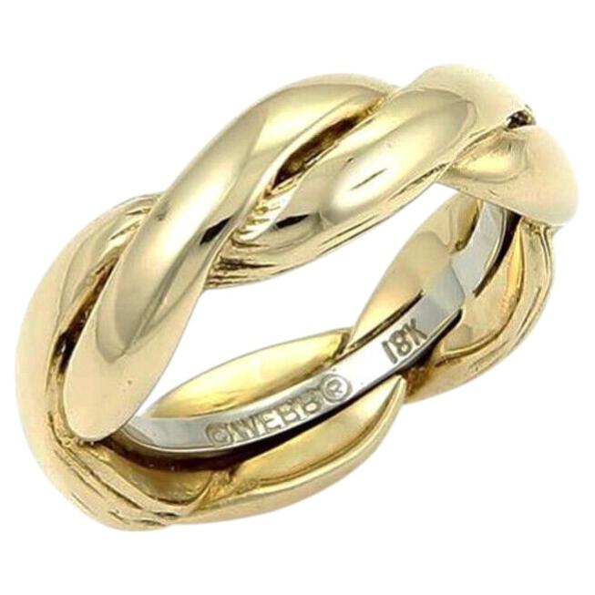 Pre-owned David Webb Braided 18k Two Tone Gold Band Ring Size 6 In Multi