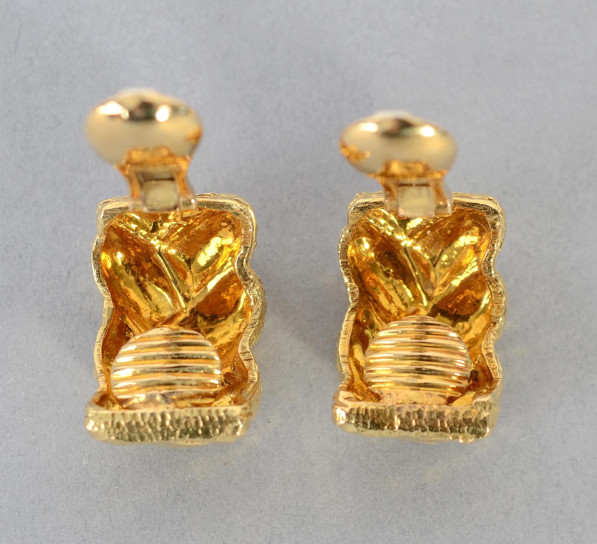 Women's or Men's David Webb Braided Gold Earrings
