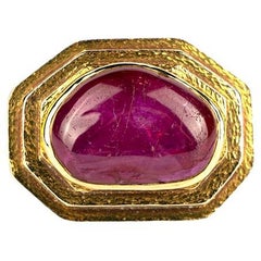 David Webb Burma Ruby Heart Ring in 18k Hammered Gold 