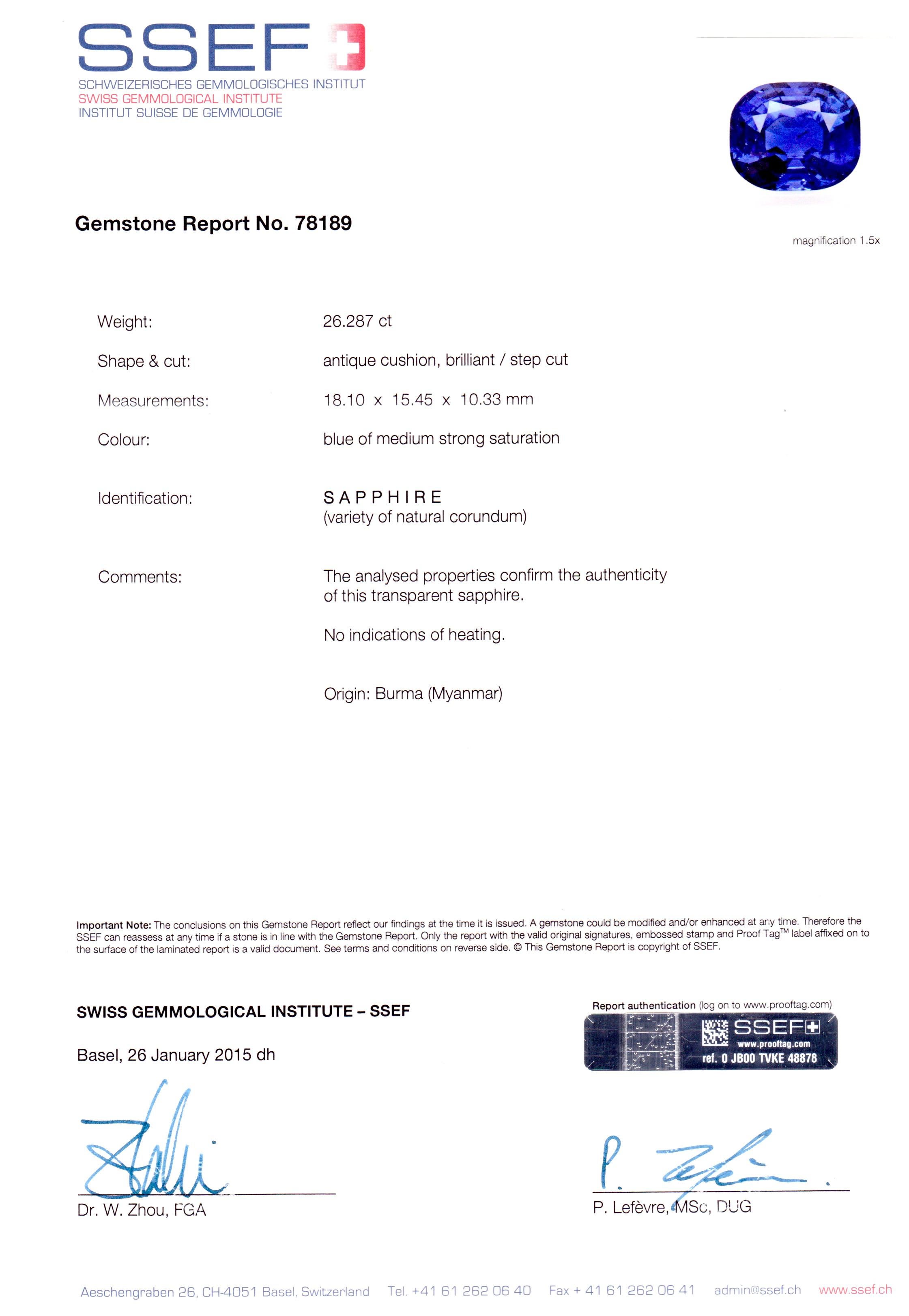 sapphire certificate of authenticity